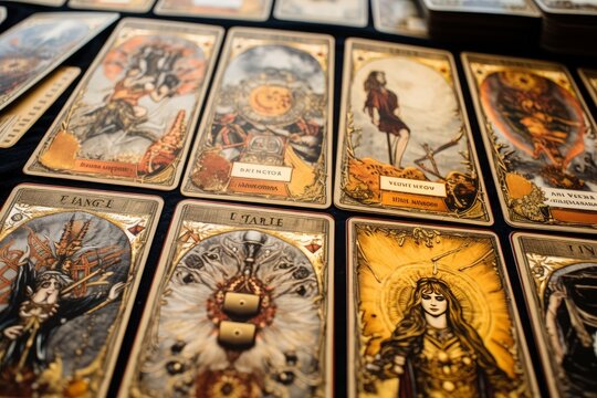 tarot cards in a psychic's office