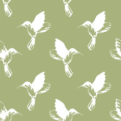 Little tropical bird seamless pattern in pastel color for textile or wallpaper. Vector illustration for design.