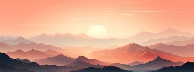 As dusk falls, the mountains are painted with a soft Peach Fuzz 2024 glow, evoking a sense of calm and wonder.