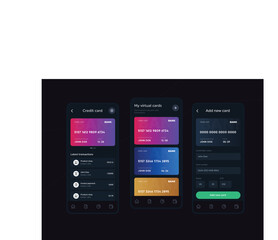 Mobile design template, mobile banking app, eps, dark mode
