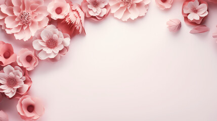 Elegant Floral Border on Soft Pink Background