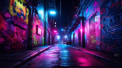 Türaufkleber night city street scene with lights © rai stone
