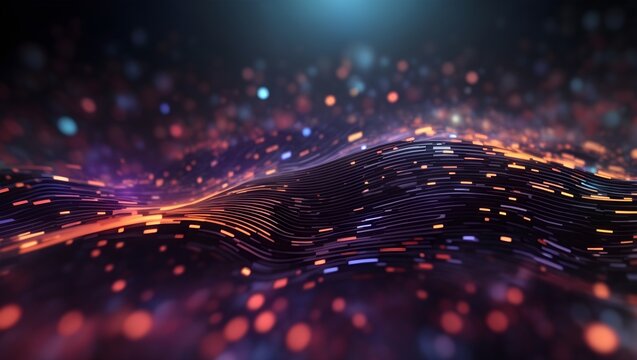 3d rendering of abstract digital particles. Futuristic shape with depth of field and bokeh.