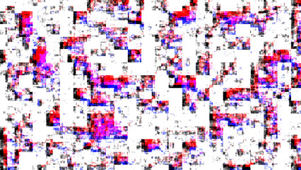 Fototapeta premium Glitch distorted square texture background. Modern effect of damaged wallpaper noisy blocks. For game screens, web-sites, designs, banners and business. 3D rendering.