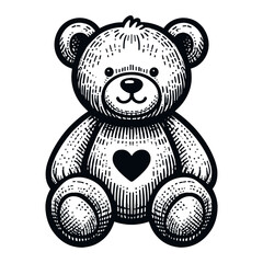 plush teddy bear with heart vector sketch