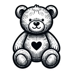 Fotobehang plush teddy bear with heart vector sketch © Satoru Sketches