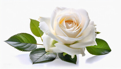 Single white rose isolated on a white background