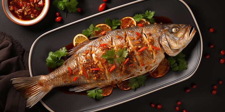 fried fish Chinese new year. ai generative