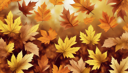 Naklejka na ściany i meble Background image with autumn leaves
