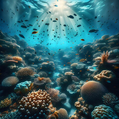 Fototapeta na wymiar Arrecife de Coral, Esplendor Subacuático: Un Viaje Visual a través del Arrecife de Coral
