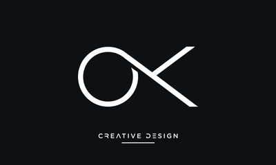 Alphabet letters OK or KO logo monogram