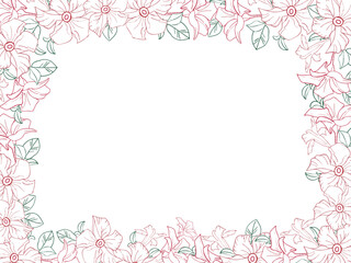 Jasmine exotic flower banner, hand drawn line art vector illustration for card or wedding invite