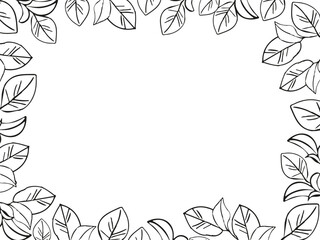 Tea leaves plant banner frame, hand drawn line art vector illustration for surface design, card or wedding invite