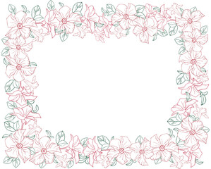 Jasmine exotic flower banner, hand drawn line art vector illustration for card or wedding invite