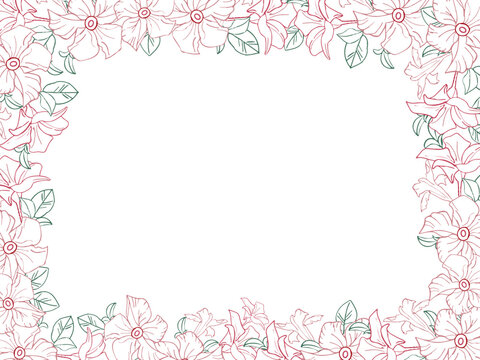 Jasmine exotic flower banner, hand drawn line art vector illustration for card or wedding invite