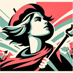 Revolutionary woman colorful poster