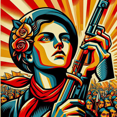 Revolutionary woman colorful poster