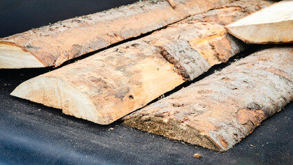  stack of raw boards as sawmill products