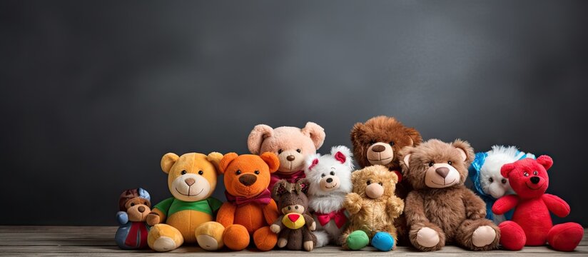 Stuffed animal prizes at a carnival midway. Copyspace image. Header for website template