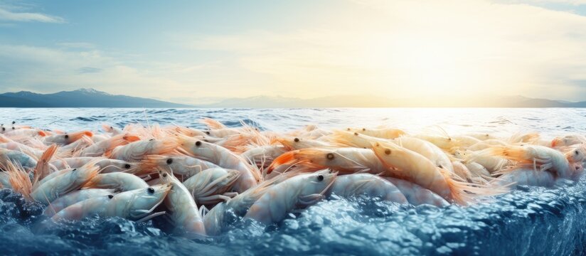shrimp farming prawn seafood sea food fresh animal fishing gourmet market white shrimp shrimp farm nature aqua culture vannamei shrimp pond juvenile fishery fingerling penaeus vanna. Copyspace image