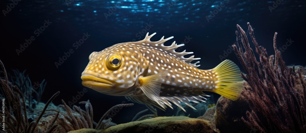 Poster spotted handfish brachionichthys hirsutus found in the coastal waters of south and east australia an