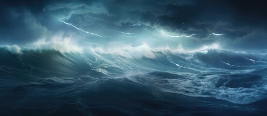 Weather Clearing up After Rough Storm Sea Still Foams in High Winds. Copyspace image. Header for website template