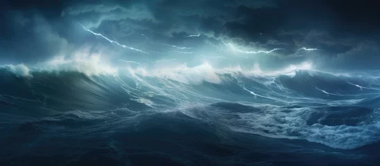 Deurstickers Weather Clearing up After Rough Storm Sea Still Foams in High Winds. Copyspace image. Header for website template © vxnaghiyev