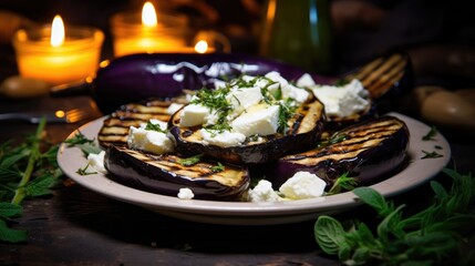 Eggplant grilled with cheese tomato mozzarella wallpaper background