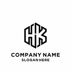 HK letter hexagon logo design vector illustration template
