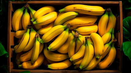 close up of a tray full of delicious freshly picked farm fresh bananas, organic product. view from above. AI generate - 690770182