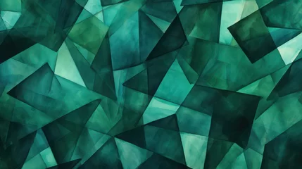 Poster Dark emerald jade green abstract pattern watercolor background © Matthew