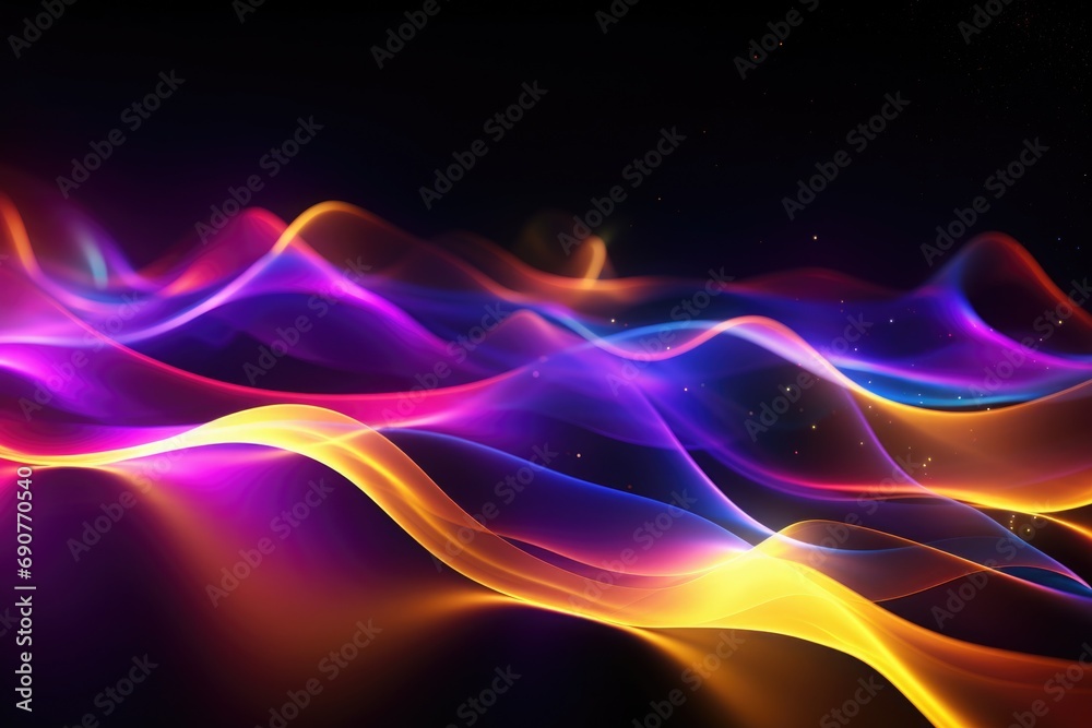 Poster A vibrant and lively abstract background featuring colorful waves and lights. Perfect for adding a dynamic touch to any design or project