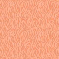 Zebra fur seamless pattern with color of Peach. Texture of striped animal skin. Fashion and luxury textile design. Ideal for print, fabric, cover, backdrop, banner, wrapping paper.