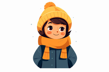kid waring cosy winter clothes isolated vector style on isolated background illustration