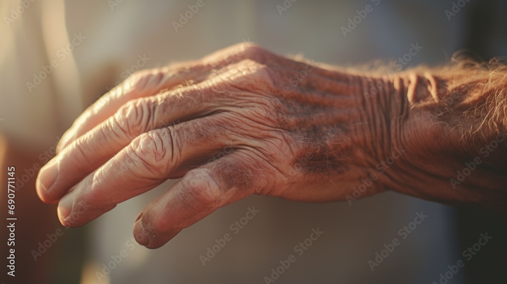 Aufkleber A detailed view of a person's hand securely gripping an object. This image can be used to represent concepts such as strength, control, security, or the act of holding onto something
