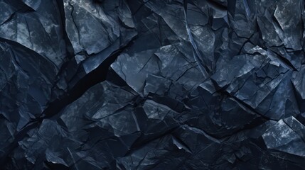 Blue-black rock texture background. Rough mountain surface with cracks. Close-up. Stone background with space for design
