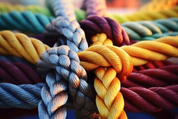 A close-up view of a bunch of colorful ropes. This versatile image can be used in a variety of projects - Powered by Adobe