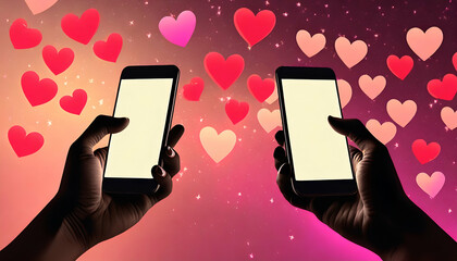 Hands holding smartphone for love message.