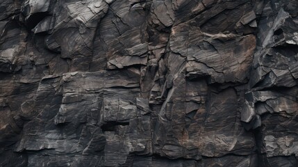 Dark brown rock texture background. Close-up Mountain rough surface. Stone wall background with copy space for design banner