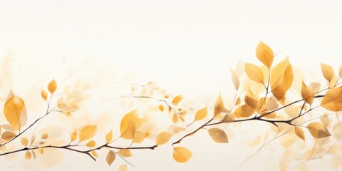 A painting of a branch with yellow leaves. Suitable for autumn-themed designs and nature-inspired projects