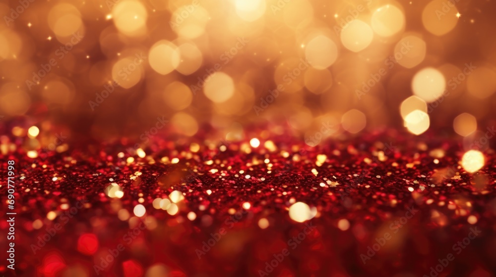 Poster Red and gold glitter background, perfect for adding a touch of sparkle to any project