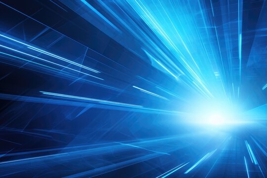 A captivating image of a blue light streaking through a dark background. This picture can be used to add a dynamic and futuristic touch to various projects