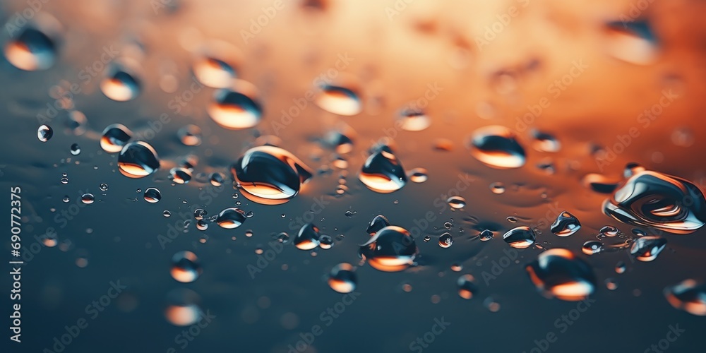 Poster close-up view of water droplets on a window. ideal for illustrating concepts related to rain, conden