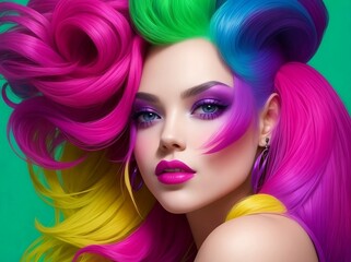 Obraz premium woman with makeup mix color 