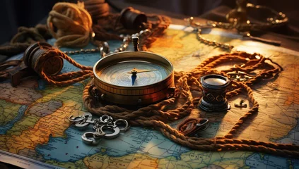 Foto op Canvas widok kompasu i mapy ktora pokazuje kierunki świata © Bear Boy 