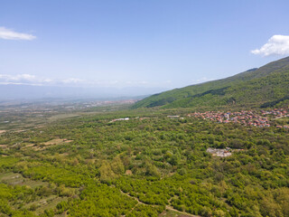 Fototapeta premium Aerial view of Petrich valley, Bulgaria