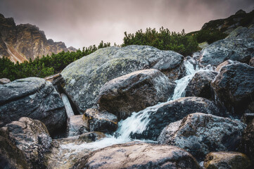 Water running between the rocks