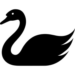 swan bird black silhouette vector logo feathers