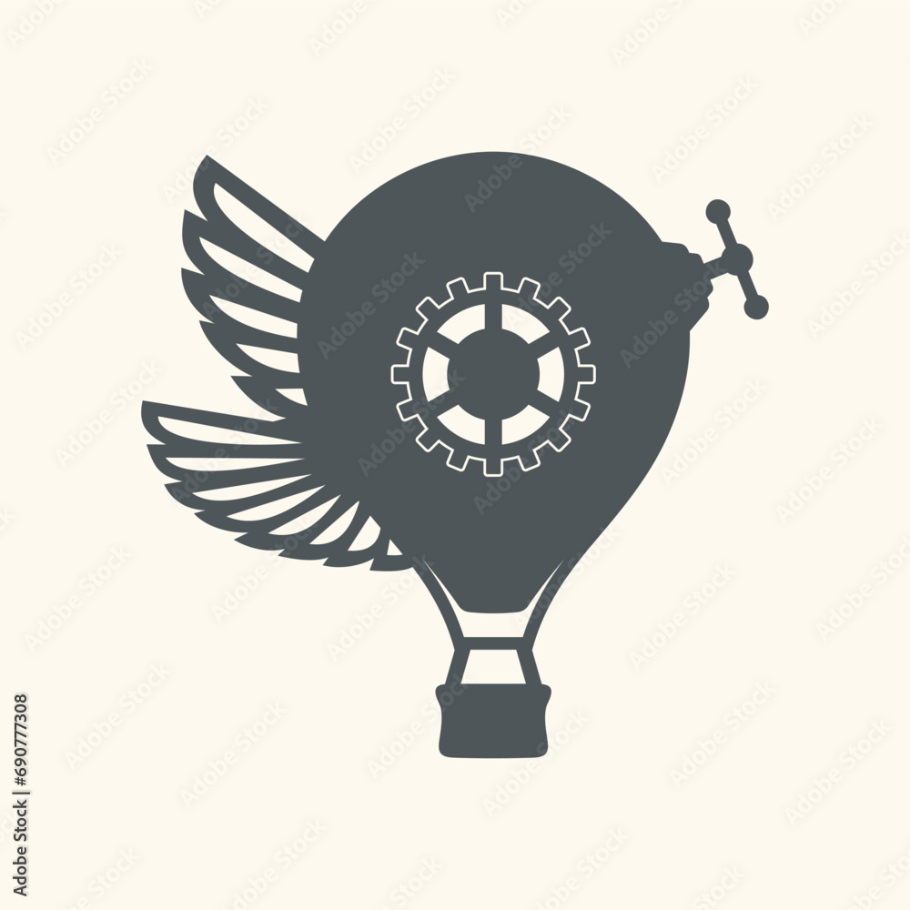 Wall mural steam punk balloon vector illustration cut