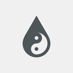 Water drop droplet raindrops Yin-yang icon quality vector illustration cut	